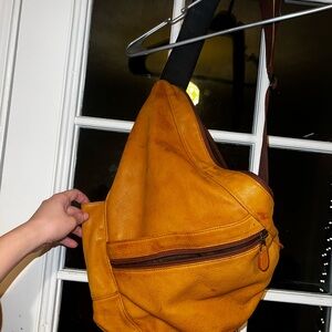 LL Bean Tan Leather Sling Bag
